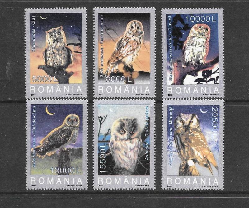 BIRDS - ROMANIA #4579-84-OWLS  MNH