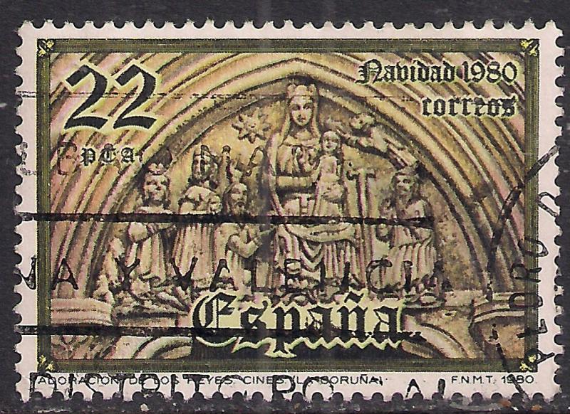 Spain 1980 22pca Christmas used stamp ( E1187 )