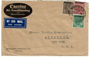 Burma 1938 Rangoon cancel on airmail advertising cover to the U.S.