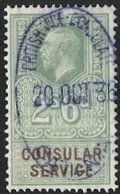 GB used Abroad Revenue KGV 2s6d Consular Service, Used VF Catania, Italy cancel