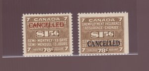 CANADA #FU26 #FU26a Unemployment Insurance 2 stamps Key value with overprints