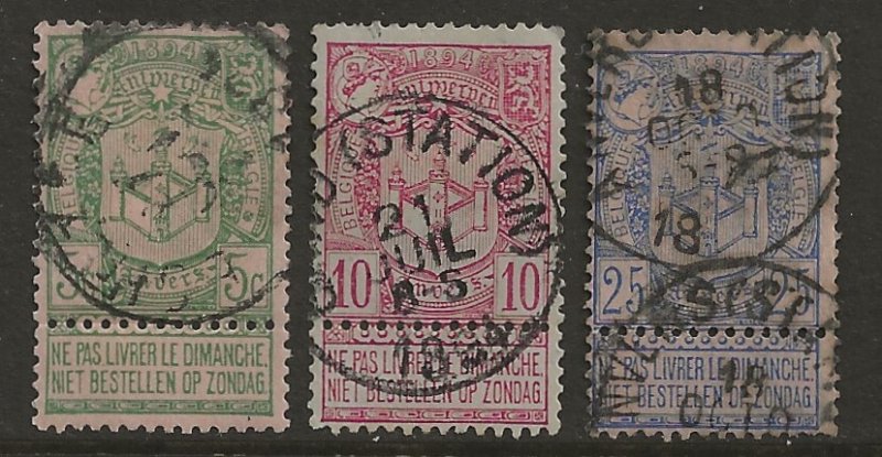 Belgium 76-78 1894  set 3 fine used