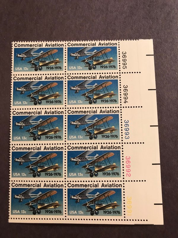 Commercial Aviation MNH Block (10) 13 cent Scott# 1684 50th Anniversary