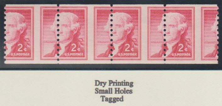 U.S. Scott #1055a Jefferson Stamps - Mint NH Misperf Error Strip