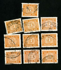 New Zealand Stamps # J25 VF Used lot of 10 Scott Value $290.00