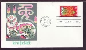 US 3272 Year of the Rabbit 1999 Fleetwood U/A FDC N421