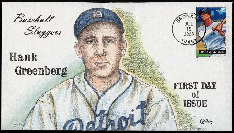 Collins Handpainted FDC Baseball Sluggers: Hank Greenberg (7/15/2006)