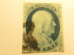 US Stamp #9 Franklin 1c Used 1851, Type IV, SCV $100. w/Certif - See Description