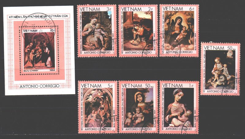 Vietnam. 1984. 1505-11, bl31. Correggio painting paintings. USED.