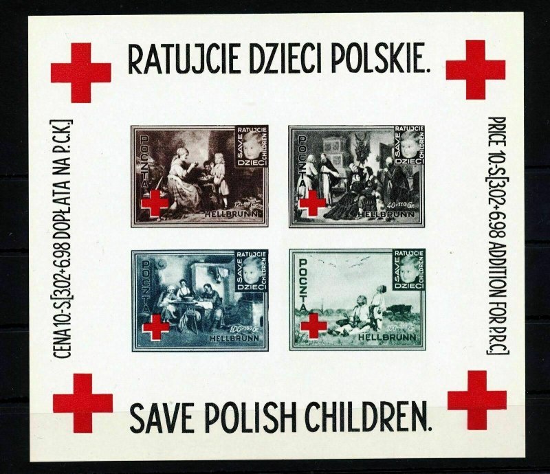 POLAND 1946 Red Cross Save Polish Children Sheet Unused (Del08)