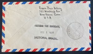 1930 St Thomas Virgin Islands First Flight Airmail Cover To Brazil 92 Flown!