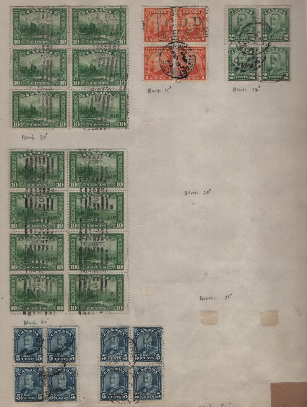 CANADA    1928 ISSUES BLOCK OF 4  PAGE  ANY INTEREST.