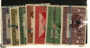 Bosnia & Herzegovina #31-3, 34 imperforate, 35, 38, 42 used with punch cancels