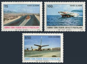 Turkish Cyprus 57-59,hinged.Mi 57-59. Transportation 1978.Roadway,Hydrofoil,