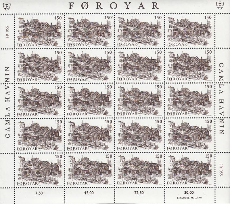 Faroe Islands 1981 MNH Sc #59-#62 Minisheets of 20 Old Torshavn