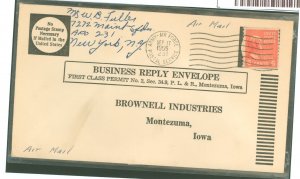 US 846 1955 a 6c prexy coil; paid the domestic airmail rate on this Sept 1955 from APO 231 to Montezuma, Iowa