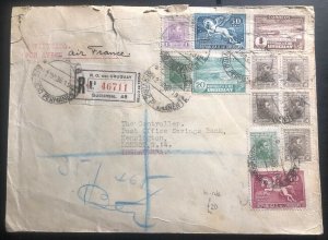 1938 Uruguay Airmail Registered Cover To London England High Value Stamps