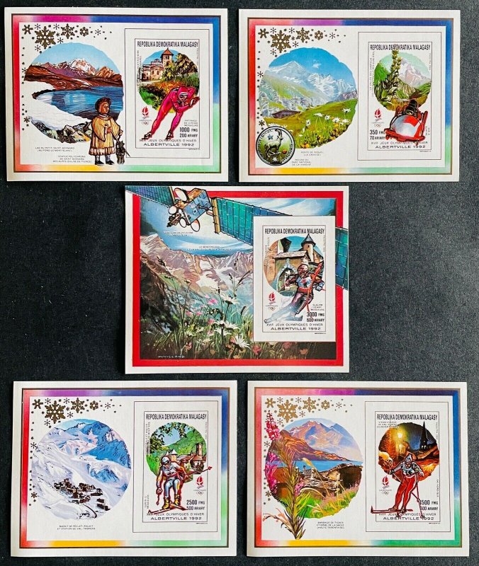 S/S & Deluxe Blocks Stamps O.G Albertville 92 Madagascar 90 Imperf.-