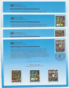 UN 1995 Social Welfare Sounvenir Card Mint FD set of 4