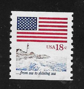 SC# 1891 - (18c) - Flag over Lighthouse. Coil MNH single
