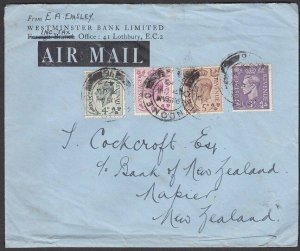 GB 1947 1/2d rate airmail cover London to New Zealand.......................L379