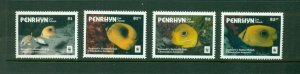 Penrhyn Islands #576-79  (2017 WWF Fish set) VFMNH CV $9.75