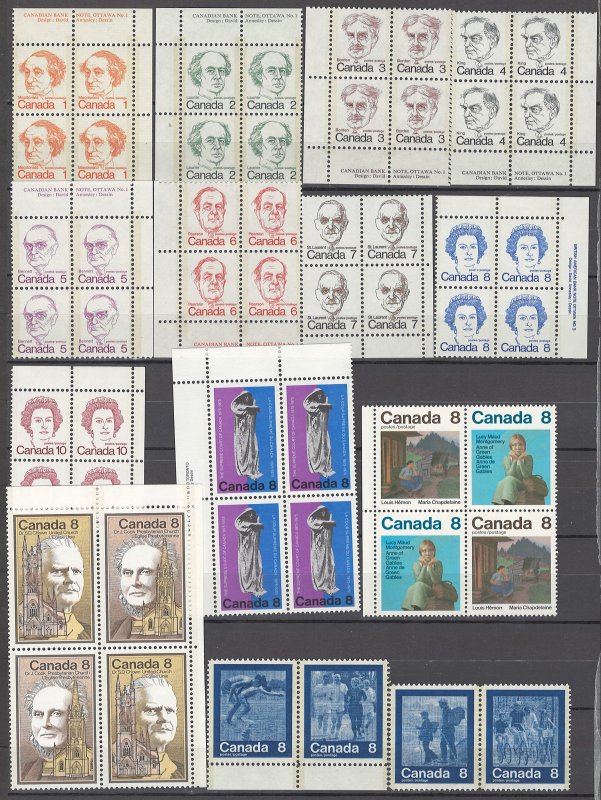 COLLECTION LOT OF #1512 CANADA 12 MNH BLOCK OF 4 + 2 PAIRS 1972+