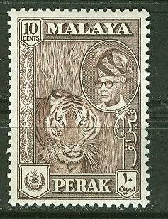 Malaya-Perak # 132  10c Tiger  (1) VF Unused VLH