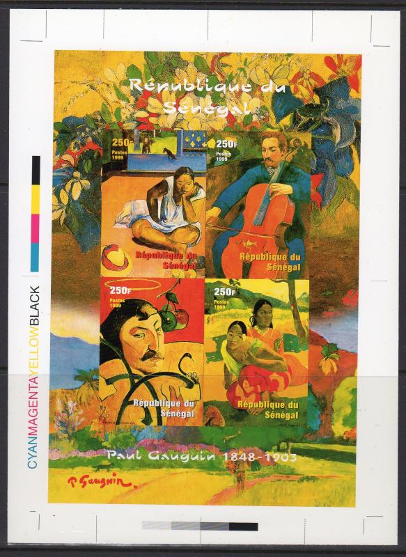 Senegal 1999 YT#1578/1581 PAUL GAUGUIN Sheetlet UNIQUE FINAL PROOF CROMALIN !!!!