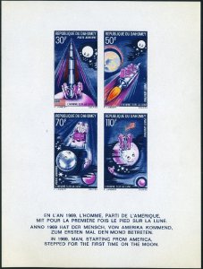 Dahomey C118 imperf & deluxe sheets,MNH. Landing-Moon.Astronauts,Rocket,US flag.