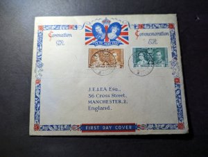 1937 Trinidad and Tobago Coronation First Day Cover FDC to Manchester England