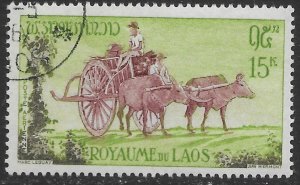 Laos C37 used. Oxen & Cart.  Airmail.  Nice.