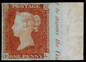 SG8, 1d red-brown, LH MINT. MARGINAL INSCRIPTION. OL 