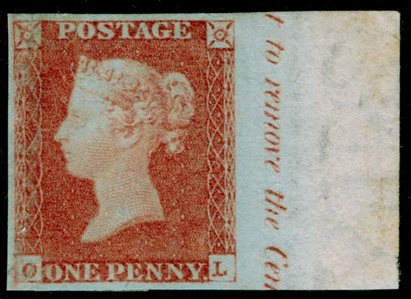 SG8, 1d red-brown, LH MINT. MARGINAL INSCRIPTION. OL 