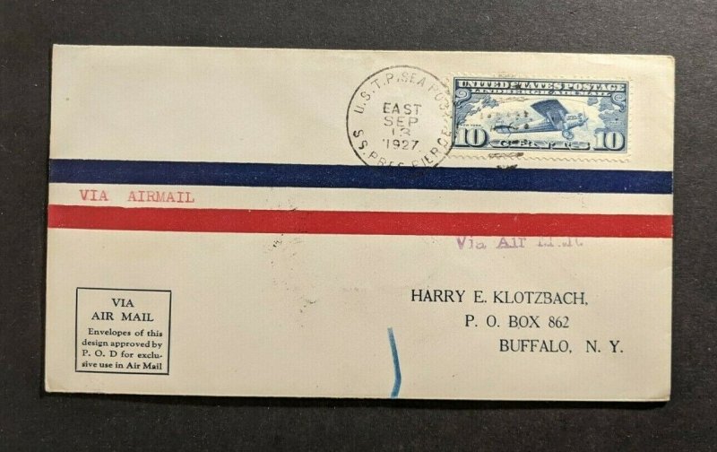 1927 SS President Pierce USTP Sea Post Airmail Cover to Buffalo New York