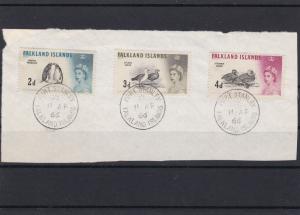 Falkland Islands 1966 Birds Stamps Part Cover Front Ref 28447