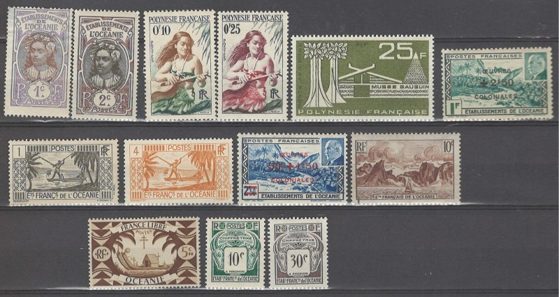 COLLECTION LOT # 3530 FRENCH POLYNESIA 13 ALL CONDITIONS STAMPS 1913+ CV+$19