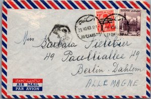 SCHALLSTAMPS EGYPT  1953 POSTAL HISTORY AIRMAIL COVER ADDR GERMANY CANC ALEXANDR