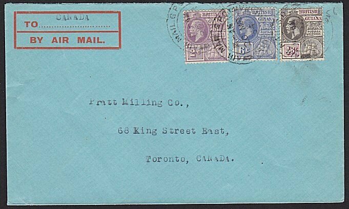 BR GUIANA 1934 airmail cover to Canada - nice franking with GV 48c..........H333