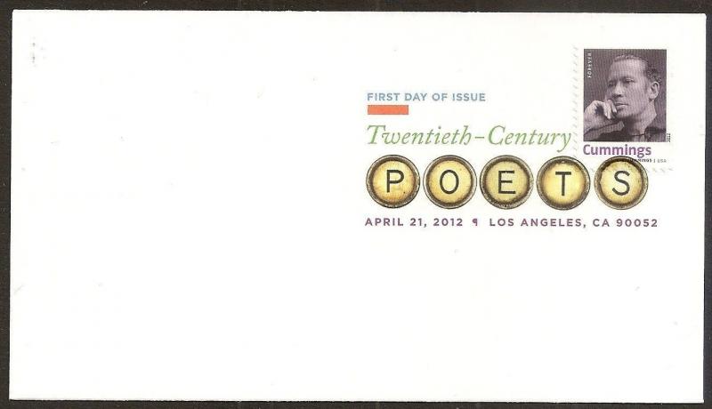 US 4662 20th-Century Poets E E Cummings DCP FDC 2012