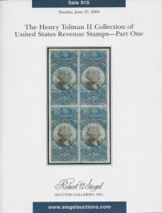 Henry Tolman, U.S. Revenue Stamps, Robert A. Siegel, Sale #915, June 27, 2006 