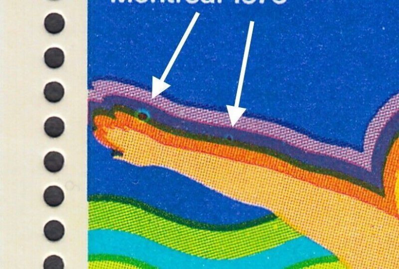 ERROR VARIETY = BUBBLES on ARM = Olympic Swimming Canada 1975 #B4 MNH [ec472]