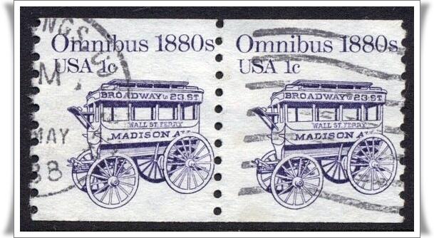 SC#1897 1¢ Omnibus Coil Pair (1983) Used