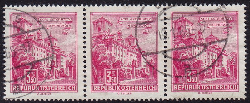 Austria - 1962 - Scott #699 - used strip of 3 - Eisenstadt