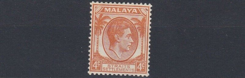 MALAYA  STRAITS SETTLEMENTS  1938 - 41  S G 280  4C ORANGE  MH