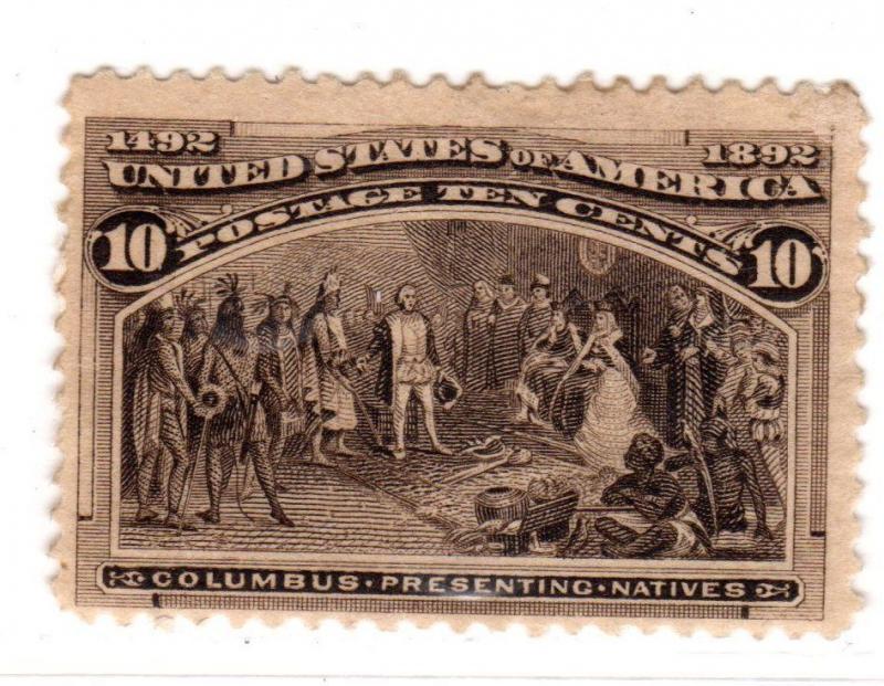 $ US Scott #237used, H.hinged, fine-VF, remnants + adhesions on gum