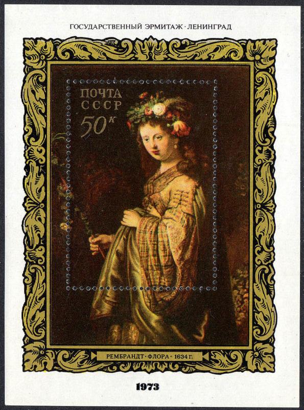 Russia 4148 S/S,MNH.Foreign paintings in Russian museums.Flora,by Rembrandt,1973