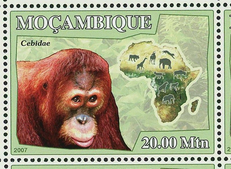 Apes Stamp Borneo Proboscis Cercopithecidae Cebidae S/S MNH #3056-3061