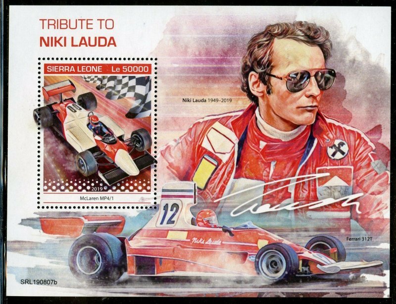 SIERRA  LEONE  2019  TRIBUTE TO NIKI LAUDA  SOUVENIR SHEET MINT NEVER HINGED