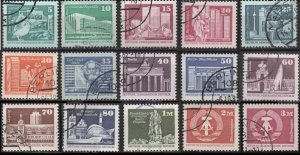 Germany DDR 2071-2085 (used cto full set of 15) various views (1980-81)